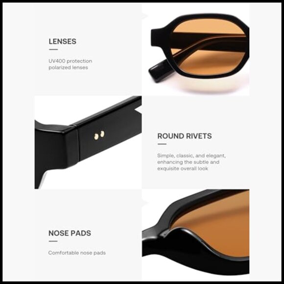 Retro Polarized Hexagon Sunglasses UV400 Protection PC Frame main image 6